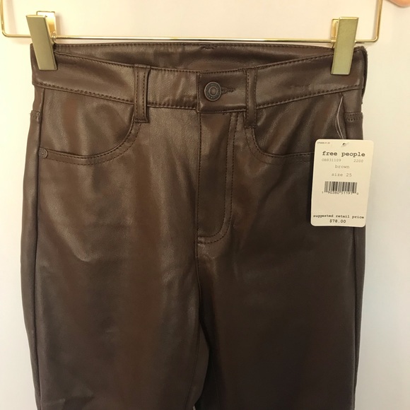Free People | Brown Leather Pants - Picture 4 of 8